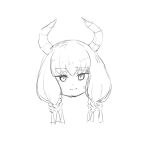  1girl aura_(sousou_no_frieren) braid closed_mouth demon_horns greyscale hair_between_eyes head_only horns long_hair looking_at_viewer monochrome simple_background solo sousou_no_frieren sweat white_background yada_(xxxadaman) 