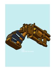  absurdres blue_background border commentary english_commentary fallout fallout_4 fritzyhoho gun handgun highres no_humans revolver weapon weapon_focus white_border 