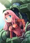  1girl armor blue_eyes bodysuit breasts commentary_request daicon fujiwara_chika hair_ribbon headgear helmet kaguya-sama_wa_kokurasetai_~tensai-tachi_no_renai_zunousen~ long_hair machinery mecha menome mobile_infantry open_hatch open_mouth pilot pilot_suit pink_hair power_armor ribbon robot science_fiction shoulder_cannon sketch skin_tight soldier solo space_marine starship_troopers surprised uchuu_no_senshi undressing unworn_headwear unworn_helmet upper_body 