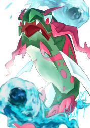  absurdres basculegion basculegion_(male) commentary_request cyan449 fangs fins fish highres no_humans open_mouth pokemon pokemon_(creature) pokemon_legends:_arceus red_eyes sharp_teeth teeth whiskers white_background 