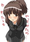  amagami blush brown_eyes brown_hair ponytail school_uniform shouji_2 solo tanaka_keiko translated 