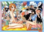 afro bikini black_hair blonde_hair blue_hair breasts brook cleavage female food franky green_hair ice_cream kicking licking long_hair male monkey_d_ruffy nami nico_robin oda_eiichirou one_piece orange_hair roronoa_zoro sanji short_hair source_request swimsuit tongue usopp