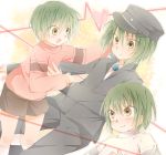  brothers green_hair hat male naoi_ayato ponta_(aoi) school_uniform siblings time_paradox twins yellow_eyes young 
