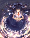  blue_dress blue_hair bow cirno dress frog from_above frozen glowing hair_bow highres hosimo ice ripples serious short_hair solo touhou water wings 