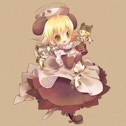  blonde_hair chibi child coo_erhard di_gi_charat dress hat ky_schweitzer nigo panda_ears piyoko rik_heisenberg short_hair simple_background 