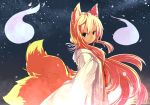  blonde_hair colored fk fox_ears japanese_clothes multiple_tails night night_sky original sky solo tail yu-ves 