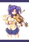  clannad hair_bobbles hair_ornament ichinose_kotomi instrument katari_(medica) purple_eyes school_uniform sepia_(artist) solo twintails two_side_up violet_eyes violin 