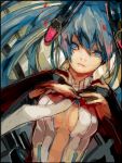  blue_hair bridal_gauntlets hatsune_miku hatsune_miku_(append) long_hair miku_append necktie on tegaki vocaloid vocaloid_append 