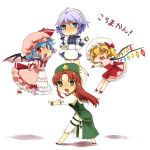  chibi flandre_scarlet hat hong_meiling izayoi_sakuya meimone remilia_scarlet ribbon touhou 