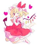  flandre_scarlet hair_ribbon heart matyinging ribbon solo touhou wink 