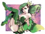  1girl boots final_fantasy final_fantasy_iv green green_eyes green_hair green_legwear hair_ornament legs_up miso_katsu rydia solo thighhighs 