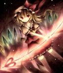  absurdres bad_id blonde_hair flandre_scarlet hat highres laevatein long_hair red_eyes side_ponytail smile solo touhou traditional_media wings wiriam07 
