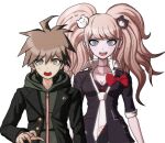 1boy 1girl blonde_hair brown_hair dangan_ronpa danganronpa_(series) enoshima_junko female male naegi_makoto