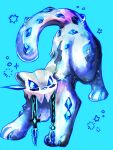  blue_background blue_eyes cat chien-pao fangs full_body highres no_humans pokemon pokemon_(creature) solo tsura_ra_neko_(ice_cat696) 