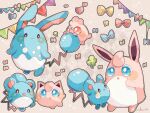  :3 :d :o animal_focus argyle argyle_background artist_name azumarill blue_bow blue_eyes blush bow clover colored_skin commentary_request evolutionary_line four-leaf_clover hanabusaoekaki heart highres igglybuff jigglypuff marill multicolored_skin no_humans pink_skin pokemon pokemon_(creature) red_bow red_eyes smile solid_oval_eyes streamers tail two-tone_skin white_background white_skin wigglytuff yellow_bow 