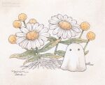  artist_name daisy flower ghost mirin_(mirin_4) no_humans original painting_(medium) traditional_media watercolor_(medium) white_flower 