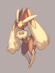  absurdres black_sclera closed_mouth colored_sclera commentary_request grey_background hands_up highres himurohiromu looking_at_viewer lopunny own_hands_together pink_eyes pokemon pokemon_(creature) smile solo standing 