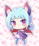  1girl animal_ears arrow_(projectile) bat_ears black_footwear blue_hair blue_thighhighs blush chibi closed_mouth eyelashes highres holding holding_arrow jazz_grace jewelry looking_at_viewer medium_hair necklace puyopuyo puyopuyo_chronicle puyopuyo_quest rafisol_(puyopuyo) red_wings solo thigh-highs wings 