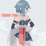  belt blue_eyes blue_hair blue_skirt cape commission detached_sleeves fire_extinguisher fog frills gloves hand_on_own_hip holding looking_to_the_side magical_girl mahou_shoujo_madoka_magica mahou_shoujo_madoka_magica_(anime) miki_sayaka pleated_skirt skirt smile white_cape white_gloves yuri7s0 