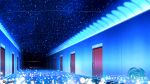  building company_name copyright_name copyright_request door english_text highres indoors no_humans office original scenery sky space star_(sky) starry_sky wall yk_funa 