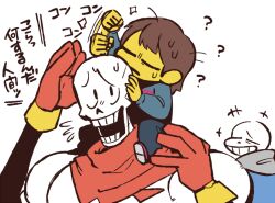  +++ 1other 2017 2boys 2d ? ambiguous_gender armor blue_jacket blue_pants blue_shorts blue_sweater brothers brown_hair cape child comic digital_media double_horizontal_stripe flying_sweatdrops frisk_(undertale) gloves grey_hood hands_up height_difference hollow_eyes hood hood_down hooded_jacket horizontal-striped_clothes human humanoid jacket ka_ji long_sleeves male monster monster_boy multiple_boys pants papyrus_(undertale) pink_stripes red_cape red_gloves red_shoes sans_(undertale) shoes short_hair shorts siblings simple_background size_difference skeleton striped_clothes striped_sweater sweat sweater teeth text translation_request trio two-tone_sweater undead undertale upper_body utdr_(toby_fox) white_armor white_background 