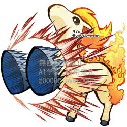  04sora40 black_eyes fiery_hair fiery_tail fire hooves horse no_humans pokemon pokemon_(creature) pokemon_focus pokemon_red/green/blue/yellow ponyta simple_background tail white_background 
