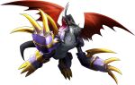  armor cannon claws digimon horns imperialdramon imperialdramon_dragon_mode_(black) non-web_source official_art open_mouth red_eyes sharp_teeth tail teeth tongue transparent_background wings 