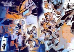  2boys animal_ears belle_(delicate_sunlight)_(zenless_zone_zero) belle_(zenless_zone_zero) boots cat commentary_request dog_boy dog_ears dog_tail goat_girl goat_horns goat_tail hair_bun high_heel_boots high_heels highres horns hugo_vlad kanikaniparty komano_manato looking_at_another lucia_elowen multiple_boys official_alternate_costume pointy_ears tail ukinami_yuzuha vivian_banshee walking_away wide_sleeves zenless_zone_zero 
