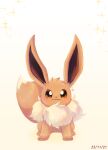 :3 absurdres blush brown_eyes closed_mouth commentary_request dated eevee full_body highres ka-neito looking_at_viewer no_humans pokemon pokemon_(creature) smile solo sparkle 