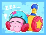  blue_background closed_eyes closed_mouth commentary_request copy_ability highres kirby kirby_(series) kirby_and_the_forgotten_land sleeping twitter_username 