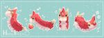  !? &gt;_&lt; animal_focus apple aqua_background artist_name border commentary_request food fruit half-closed_eyes hanabusaoekaki multiple_views musical_note no_humans pokemon pokemon_(creature) solid_oval_eyes white_border wurmple 