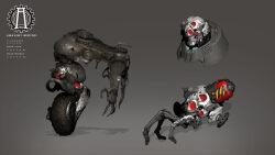  bomb cable chain chainsaw claws concept_art english_text explosive gatling_gun gunz_2_the_second_duel gunz_the_duel hazard_stripes jerrypark knife logo mecha mechanical_arms minigun monster motor_vehicle motorized_unicycle official_art robot skull unicycle wheel 