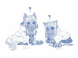  ? animal animal_focus animalization azrael_(fate) cat chain cloak clothed_animal commentary_request dog fate/grand_order fate_(series) hair_between_eyes highres long_hair looking_at_viewer monochrome no_humans okinamiura_36 robe scar simple_background weapon white_background white_robe 