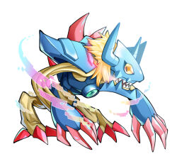  claws diablomon digimon digimon_(creature) full_body heping_zhongjie_shang no_humans simple_background solo white_background yellow_eyes 