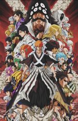  6+boys 6+girls abarai_renji afro aizen_sousuke antenna_hair bald bambietta_basterbine bazz-b beads beard beard_stubble black_hair bleach bleach:_sennen_kessen-hen blonde_hair blue_eyes blunt_bangs blunt_ends brown_eyes brown_hair character_request cheekbones closed_mouth coat commentary curly_hair dark-skinned_female dark-skinned_male dark_skin dual_wielding english_commentary everyone extra_eyes eyeliner eyepatch facepaint facial_hair full_body furrowed_brow furry gerard_valkyrie giselle_gewelle glasses goggles goggles_on_head green_hair green_hat gremmy_thoumeaux grey_hair grimmjow_jaegerjaquez grin hair_beads hair_between_eyes hair_ornament hair_over_eyes hair_slicked_back hat headband headscarf helmet highres hikifune_kirio hirako_shinji hitsugaya_toushirou holding hood hood_up hyousube_ichibei inoue_orihime ise_nanao ishida_uryuu japanese_clothes jugram_haschwalth kotetsu_isane kuchiki_byakuya kuchiki_rukia kurosaki_ichigo kyouraku_shunsui lille_barro liltotto_lamperd long_hair makeup medium_hair mohawk muguruma_kensei multiple_boys multiple_girls mustache nelliel_tu_odelschwanck ootoribashi_roujuurou orange_hair parted_bangs parted_lips pink_hair profile purple_hair red_eyeliner red_hair rice_hat sado_yasutora sandals shihouin_yoruichi short_hair sideburns sidelocks signature single_shoulder_pad skull_on_head smile snowflake_hair_ornament spiky_hair straight_hair striped_hat stubble sui-feng tabi tan teeth thick_eyebrows ukitake_juushirou upper_body urahara_kisuke wavy_hair white_coat white_hat white_headband white_headscarf winged_helmet wizyakuza yellow_eyes yhwach zaraki_kenpachi 