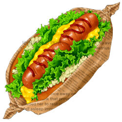  artist_name cheese coconala_commission commentary_request commission english_text food food_focus hot_dog hot_dog_bun invisible_floor ketchup lettuce miyu_(clo-via) newspaper no_humans onion original simple_background still_life watermark white_background 