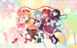  6+girls akemi_homura akemi_homura_(magical_girl) colorful_background commentary english_commentary fortissimo hair_ornament highres holy_quintet kaname_madoka kaname_madoka_(magical_girl) kyubey louyse_cosa magical_girl mahou_shoujo_madoka_magica mahou_shoujo_madoka_magica:_hangyaku_no_monogatari miki_sayaka miki_sayaka_(magical_girl) momoe_nagisa momoe_nagisa_(magical_girl) multiple_girls musical_note musical_note_hair_ornament sakura_kyoko sakura_kyoko_(magical_girl) tomoe_mami tomoe_mami_(magical_girl) 