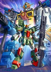  absurdres artist_name beam_rifle chest_cannon clenched_hand commentary_request commission dated electricity energy_gun general_gundam green_eyes gun gundam highres holding holding_gun holding_shield holding_weapon looking_at_viewer mecha mecha_focus misogram missile_pod mobile_suit no_humans robot scouter sd_command_chronicles sd_gundam sd_gundam:_g-arms shield shoulder_cannon standing v-fin v_command_gundam weapon yellow_eyes 
