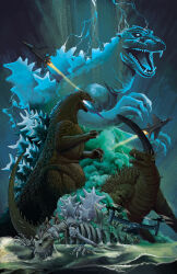  aircraft airplane anguirus claws erroseart fangs fighter_jet ghost_godzilla glowing godzilla godzilla_(series) highres kaiju military_vehicle monster no_humans open_mouth sharp_teeth skeleton spikes tail teeth 