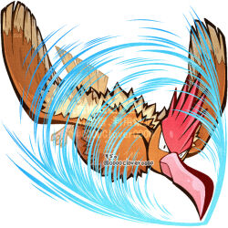  04sora40 beak bird brown_wings commentary_request drill_peck_(pokemon) fearow flying mohawk no_humans pokemon pokemon_(creature) pokemon_focus pokemon_move talons white_background wings 