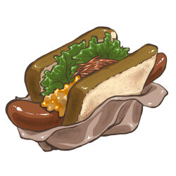  bread bread_slice commentary_request food food_focus hot_dog invisible_floor lettuce lowres miyu_(clo-via) no_humans onion original pickled_onion relish_(food) simple_background white_background you're_doing_it_wrong 