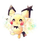  ! !! :o animal_focus colored_skin commentary_request dot_nose hanabusaoekaki no_humans pichu pokemon pokemon_(creature) solid_oval_eyes tail white_background yellow_skin 