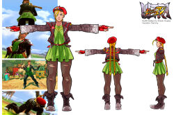  1girl antenna_hair artist_name belt belted_jacket black_jacket blonde_hair blue_eyes boots braid breasts brown_jacket brown_leggings cammy_white cammy_white_(vacation) character_name clouds commentary concept_art copyright_name cow cropped_jacket day dress edwin_huang english_commentary english_text fingerless_gloves from_behind from_below full_body game_screenshot_inset giraffe gloves gradient_sleeves green_dress hair_tie hat hat_ornament jacket lace-up_boots lapel_pin lapels leggings long_hair long_sleeves looking_at_viewer medium_breasts multiple_views newsboy_cap official_alternate_costume official_art outdoors pleated_dress red_hair red_hat reference_sheet rickshaw screenshot_inset shirt short_dress shoulder_spikes sky smile spiked_jacket spikes standing street_fighter street_fighter_iv_(series) studded_jacket studs t-pose torn_clothes torn_leggings twin_braids union_jack very_long_hair 