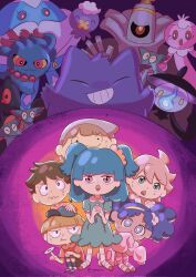  +_+ 3boys 3girls :3 :o ^_^ afro_puffs baseball_cap black_sclera blue_eyes blue_fire blue_hair blue_hat blue_sclera blue_socks bowl_cut bright_pupils brown_hair child closed_eyes closed_mouth collared_dress collared_shirt colored_sclera commentary corrupted_twitter_file dark-skinned_female dark_skin dreepy dress drifloon elliott_(pokemon) english_commentary fang fidget_spinner fire flower frillish frillish_(female) gengar ghost_type_theme_(pokemon) green_dress green_eyes grin hair_flower hair_ornament hair_scrunchie hairband hand_on_another's_headwear hat highres hilary_(pokemon) jellicent jellicent_(male) kaori_(pokemon) kevin_(pokemon) lampent legs_apart medium_hair misdreavus motion_lines multiple_boys multiple_girls one-eyed one_eye_closed open_mouth own_hands_together pink_hair pink_socks pink_sweater pokemon pokemon_(anime) pokemon_(creature) poketoon red_eyes red_sclera red_shirt scrunchie shirt shoes short_hair short_sleeves sitting sleeves_past_fingers sleeves_past_wrists smile socks solid_oval_eyes standing sweat sweater teeth twitter_username two_side_up ty_(poketoon) vashti very_short_hair white_pupils white_shoes white_socks xeninna yamask yellow_pupils yellow_sclera 