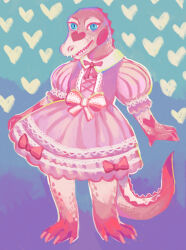 alligator animal_crossing dress female furry gayle_(animal_crossing) lolita_fashion phantasmagi sweet_lolita