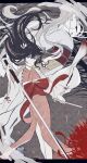  2girls black_hair blue_eyes bungou_stray_dogs closed_mouth dagger flower grey_background grey_hair hair_bun hair_flower hair_ornament highres holding holding_dagger holding_knife holding_sword holding_weapon izumi_kyouka_(bungou_stray_dogs) japanese_clothes jellyfish_sz kimono knife long_hair long_sleeves looking_at_viewer multiple_girls red_kimono red_sash sash sword weapon white_kimono wide_sleeves yasha_shirayuki_(bungou_stray_dogs) yellow_eyes 