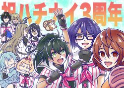  >_< 6+girls ahoge aisaka_koko akino_komugi aqua_eyes aqua_gloves aqua_hair aqua_shirt arm_guards arm_up baseball_bat baseball_mitt baseball_uniform belt bike_shorts bike_shorts_under_skirt black_belt black_gloves black_hair blank_eyes blonde_hair bow brown_eyes brown_hair cheek_pinching cinderella_series clenched_teeth closed_mouth commentary_request crossed_arms dark-skinned_female dark_skin detached_sleeves doumoto fingerless_gloves glasses gloves green_eyes green_ribbon hachigatsu_no_cinderella_nine hair_bow hair_ribbon hand_on_another's_shoulder hifumi_yuri high_ponytail highres holding holding_baseball_bat jinguji_sayaka long_hair low_twintails middle_w multiple_girls mutual_cheek_pinching neckerchief one_eye_closed open_mouth osaki_miyo pinching pink_neckerchief ponytail purple_hair red_bow red_eyes ribbon ru-chan_(hachigatsu_no_cinderella_nine) sailor_collar sakagami_mei satogahama_baseball_uniform seijou_baseball_uniform serizawa_musubi shaded_face shinonome_ryo shirt shirt_under_shirt short_hair short_sleeves side_ponytail skirt smile sportswear squirrel striped_clothes striped_shirt tears teeth thick_eyebrows tongue tongue_out translation_request tsukumo_kana twintails vertical-striped_clothes vertical-striped_shirt w white_mouth white_sailor_collar white_skirt yellow_eyes 