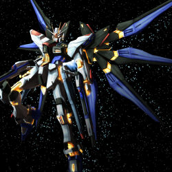  beam_rifle commentary_request energy_gun gun gundam gundam_seed gundam_seed_destiny holding holding_gun holding_weapon mecha mecha_focus mechanical_wings mobile_suit no_humans robot science_fiction solo strike_freedom_gundam takkayuuki thrusters v-fin weapon wings yellow_eyes 