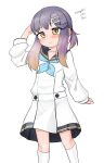  1girl absurdres black_sailor_collar blue_neckerchief cosplay dress feet_out_of_frame gradient_hair highres kantai_collection maru_(marg0613) multicolored_hair neckerchief one-hour_drawing_challenge orange_hair purple_hair sailor_collar sailor_dress short_hair short_hair_with_long_locks sidelocks socks solo standing tsushima_(kancolle) violet_eyes white_socks yukikaze_(kancolle) yukikaze_(kancolle)_(cosplay) yukikaze_kai_ni_(kancolle) yukikaze_kai_ni_(kancolle)_(cosplay) 