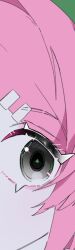  1girl close-up club_(shape) eye_focus glint green_hat grey_eyes hair_ornament hairclip hat momone_momo parallel_hairclips pink_hair solo soramachi_sumito symbol_in_eye thumbnail_collage utau 